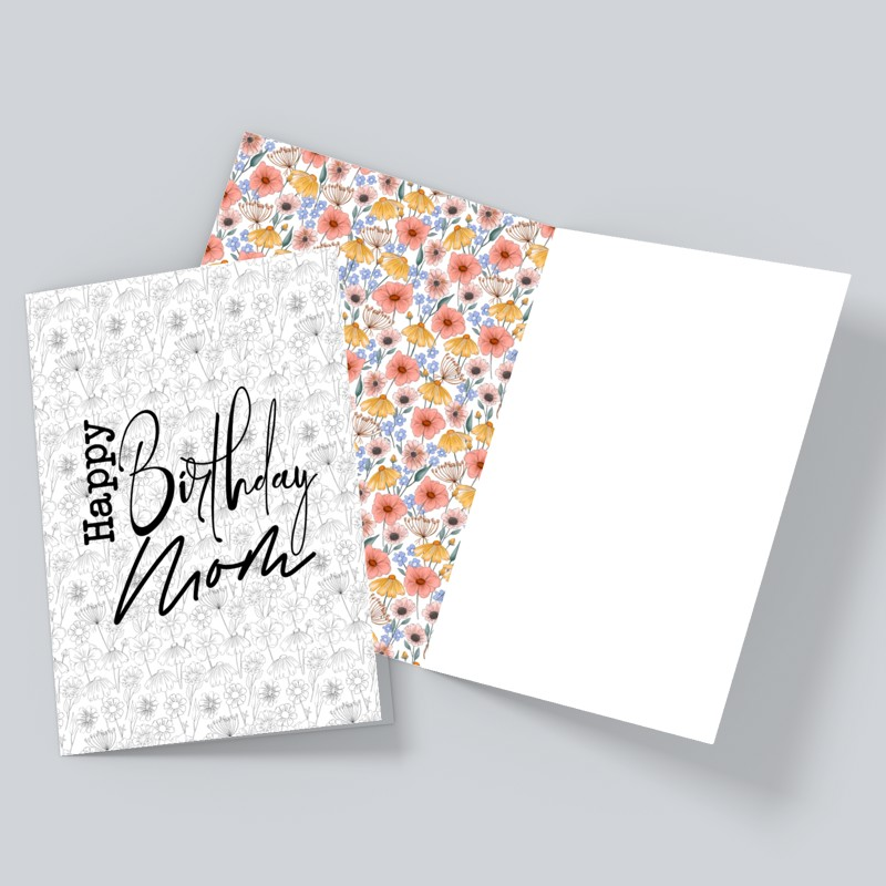 Floral Happy Birthday Mom Card