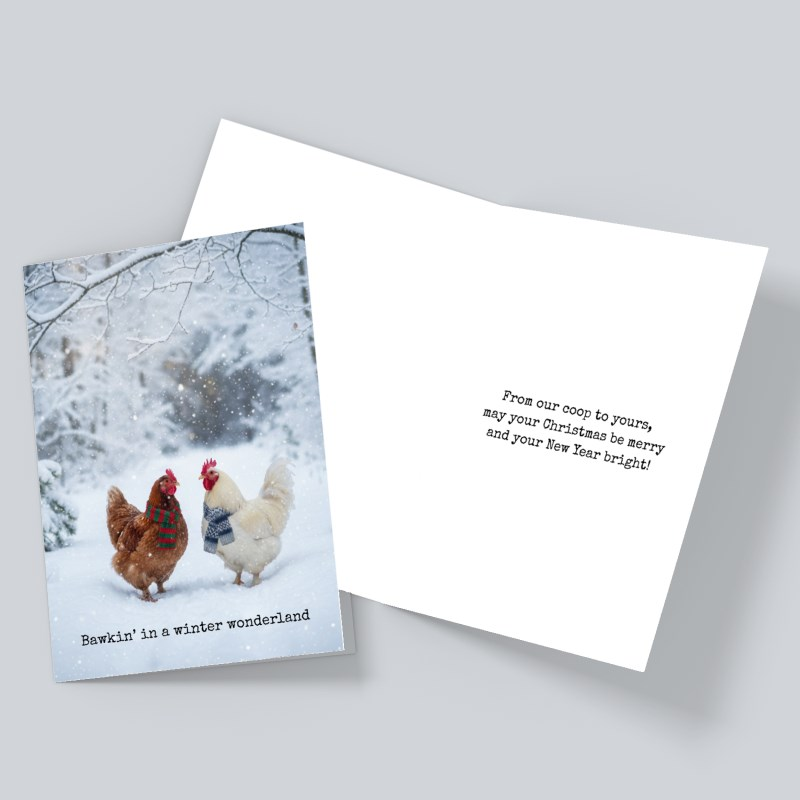 Bawkin’ in a Winter Wonderland Chicken Christmas Card – Funny Farm Holiday Greeting