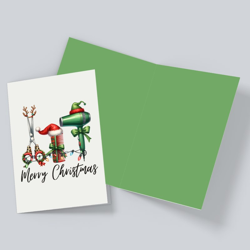 Hairstylist Christmas Card – Salon Holiday Card for Stylists, Hairdressers & Cosmetologists