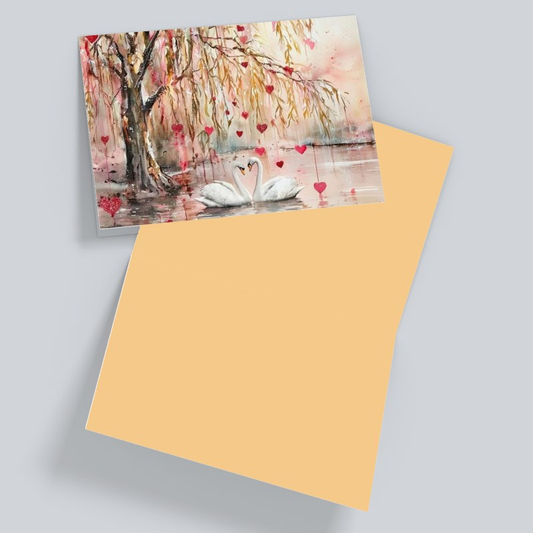 Swan Lake Love Greeting Card – Romantic Swan Couple Card