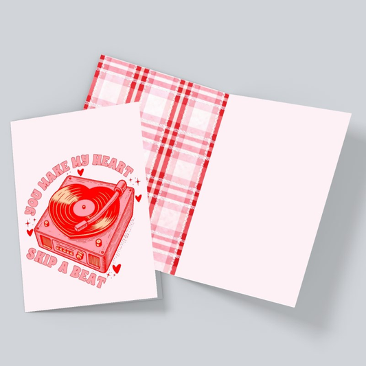 You Make My Heart Skip a Beat – Retro Record Player Love Card