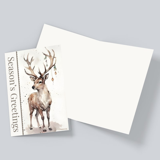 Season’s Greetings Card – Watercolor Reindeer